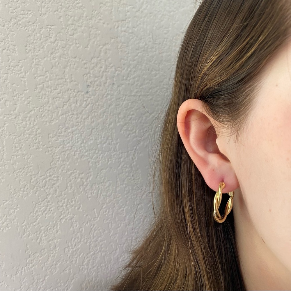 Twisted Braid Wire Metal Earrings - Picture 3 of 16